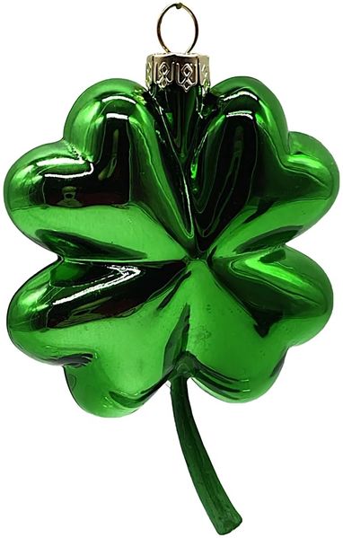 Kleeblatt Glücksbringer 11cm - Glasornament, Weihnachtsschmuck