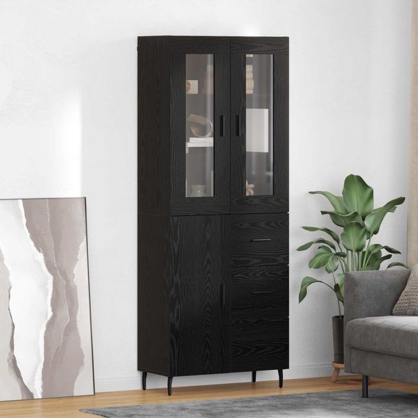 vidaXL Highboard 2 pcs Schwarz Eichen-Optik Holzwerkstoff 3416203