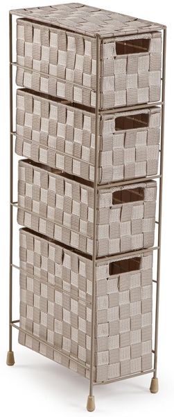 Versa Mannheim Badezimmer-Beistellmöbel, Kommode mit 3 Schubladen zur Organisation, Moderne und verspielte Aufbewahrung, Maße (H x B x T) 69 x 28 x 15,5 cm, Metall und Nylon, Farbe Beige