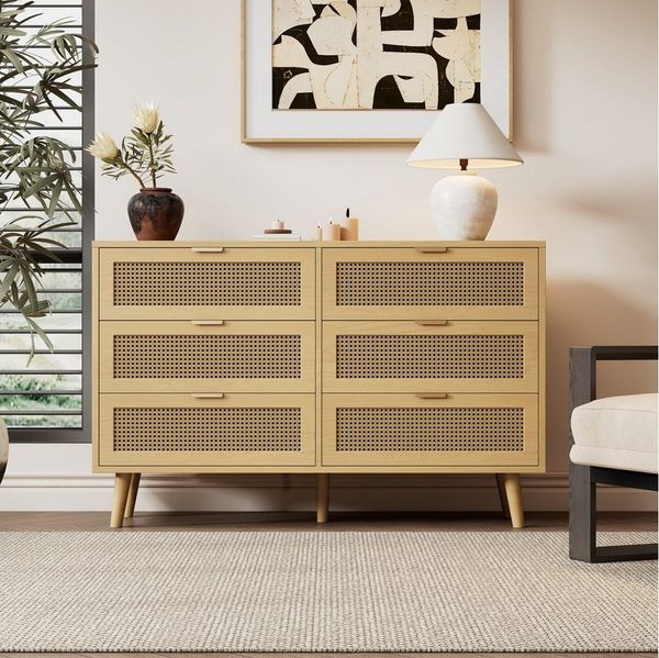 Celya Kommode Sideboard mit 6 Schubladen, 120x76.5x40cm, Schubladenschrank aus Holz (Sideboard Highboard mit viel Stauraum), Schubladenkommode mit Metallgriffe, für Schlafzimmer, Wohnräume, Büro
