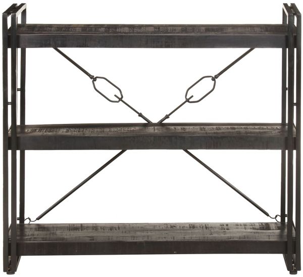 Bücherregal | Standregal 3 Fächer Schwarz 90x30x80 cm Mango Massivholz