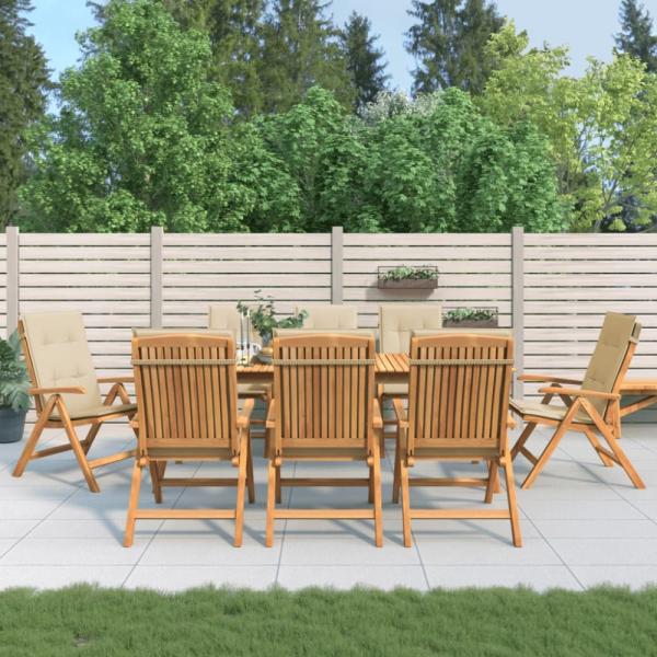 vidaXL Gartenstühle mit Auflagen 8 Stk. Massivholz Teak 3196526