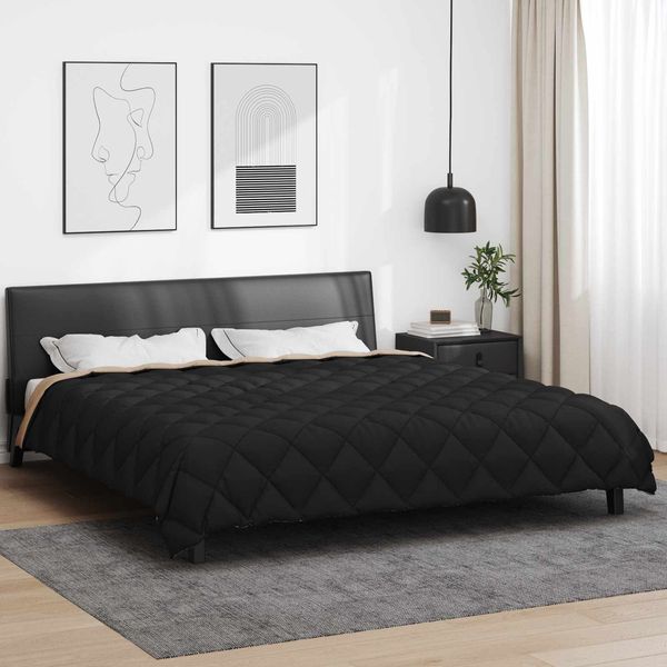 vidaXL Winterbettdecke Schwarz und Taupe 200 x 220 cm Mikrofaser 42025736