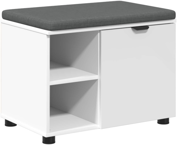 vidaXL Flurbank mit Kissen Uni Weiß 60 x 38 x 46 cm 891496