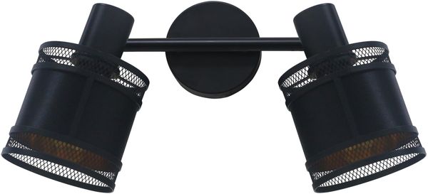 REV – Wand- oder Deckenlampe 2-flammig im Vintage-Look mit E14 Fassung – Deckenleuchte schwenkbar aus Metall und Stoffbezug in schwarz – Wandlampe für Wohnzimmer, Schlafzimmer & Flur