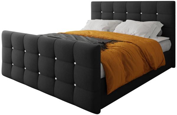 Mirjan24 Boxspringbett Atasir, Dunkelgrau 140 x 200 cm Webstoff