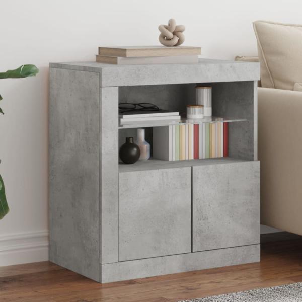 vidaXL Sideboard mit LED-Leuchten Betongrau 60,5x37x67 cm 836619