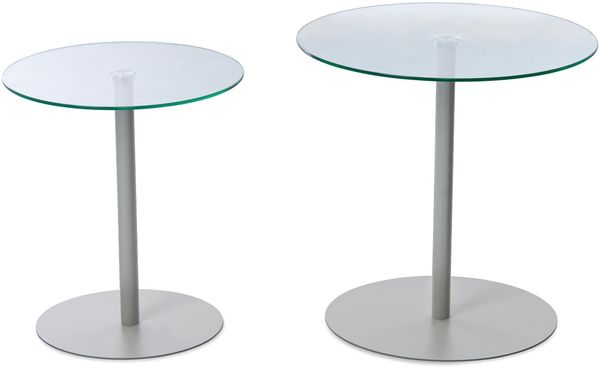 Satztisch >Lia< (2er-Set) in klarglas / beige - Ø/H: 40/45 cm + Ø/H: 50/50 cm