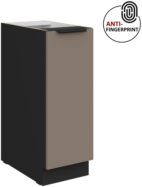 Küchen Unterschrank Schrankauszug 30 cm Küche ARIA Sandgrau ultra matt + Schwarz matt, hochwertige Fronten mit Anti Fingerprint Beschichtung Küchenzeile Küchenblock
