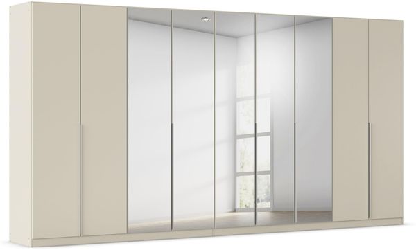 Rauch Möbel Alabama, Kleiderschrank für Schlafzimmer, Kinderzimmer, Wohnzimmer, Garderobe, Flur, 9-türig, Spiegel, mit Zubehör Classic, Farbe Beige, Breite 405 cm