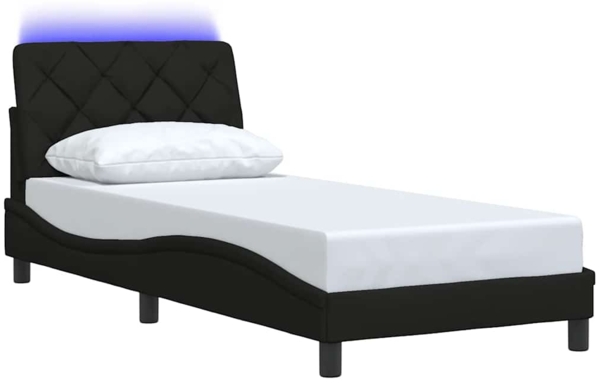 vidaXL Bettgestell mit LED ohne Matratze Schwarz 80x200 cm Stoff 3310631 Bild 2