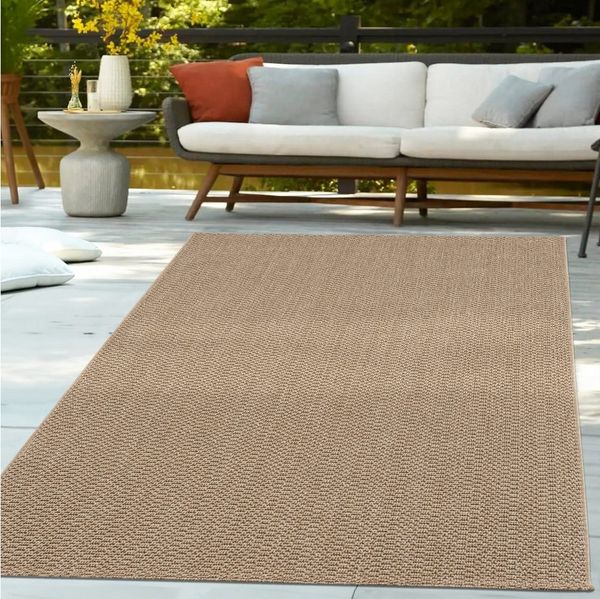 TT Home Teppich Diele, Flur, Küche, Außenbereich, Rechteckig, Höhe: 11 mm, Teppich Garten Wetterfest Wohnzimmer Boho Natürliche Farben Struktur J
