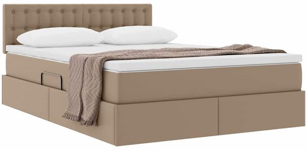 vidaXL Aufbewahrungsbett mit Matratze Cappuccino 140 x 200 cm 3370400 Bild 3