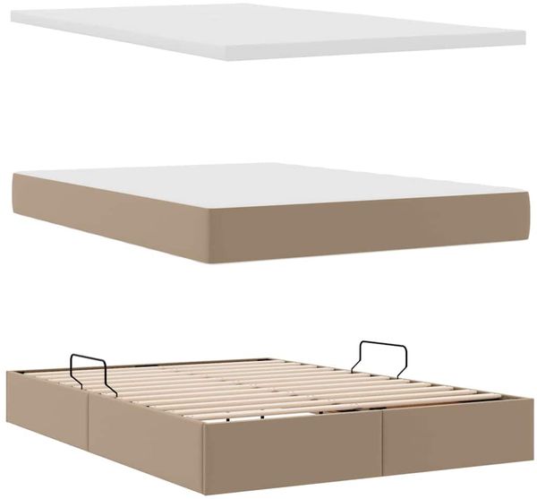 vidaXL Aufbewahrungsbett mit Matratze Cappuccino 140 x 200 cm 3370400 Bild 8