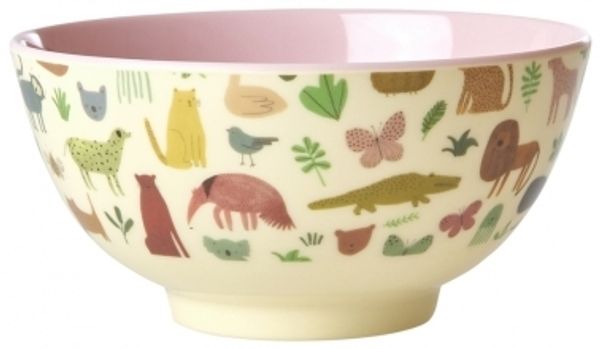 Rice Sweet Jungle Print Melamin Bowl Pink 700 ml