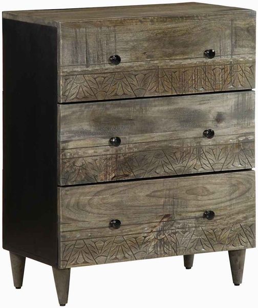 Sideboard, Kommode Hellgrau 60x33,5x75 cm Massivholz Mango j1744p Bild 2