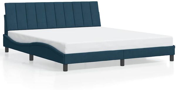 Doppelbett, Bettgestell Modernen ohne Matratze Blau 180x200 cm Samt d1838e