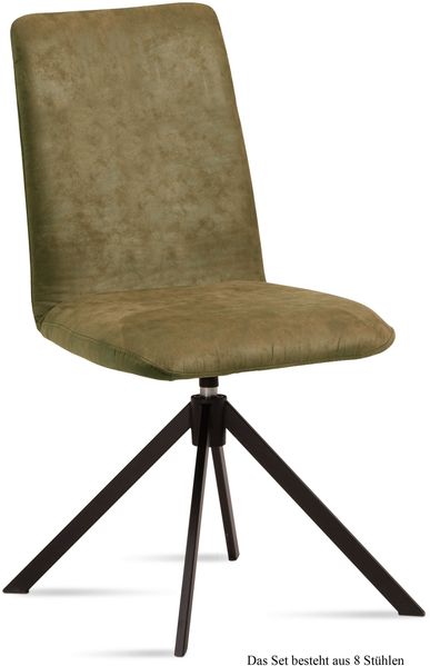 Esszimmerstuhl drehbar (8er-Set) Deanne 47x92x60 Schwarz/Olivgrün