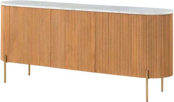 Sideboard Mango 180x40x76 natur lackiert / Marmor weiß BARCELONA #501