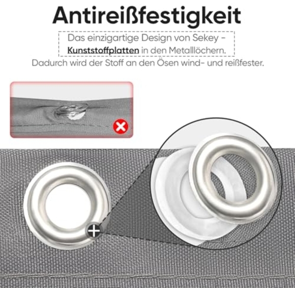 Sekey Balkon Sichtschutz Balkonabdeckung Balkonverkleidung blickdichte Wind- und UV-Schutz, 100% Privatsphäre, mit Ösen, Nylon Kabelbinder und Kordel, Hellgrau 0. 9×4m