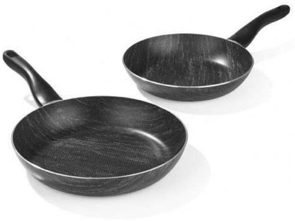 BRATmaxx | Pfannen-Set Marmor-Optik | alle Herdarten inkl. Induktion | spülmaschinengeeignet | Qualität Made in Italy