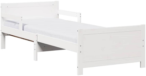 vidaXL Bettrahmen mit Matratze Weiß 80 x 200 cm Massives Kiefernholz 3385959