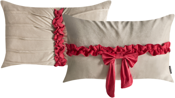 Dekokissen 2er Set BELLE Samtstoff 50 x 30 cm Taupe Weihnachtsmotiv