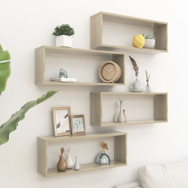 vidaXL Würfelregale 4 Stk. Sonoma-Eiche 60x15x23 cm Holzwerkstoff 807143