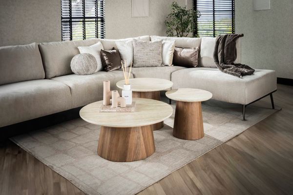 KAWOLA Couchtisch PRETO Set 3-tlg. Keramik weiß 35 x 80 x 80 cm
