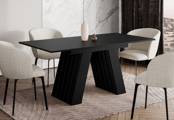 Home Collective Esstisch ausziehbar Tisch Küchentisch Esszimmertisch Ausziehtisch (Esszimmer Küche Wohnzimmer Esstisch erweiterbar), modernes Design mit A-Linien-Gestell, 120-160x80 cm Schwarz