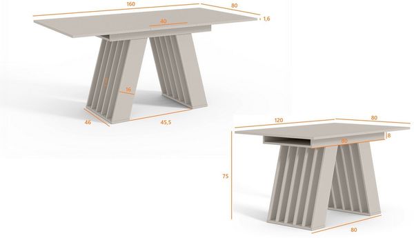 Home Collective Esstisch ausziehbar Tisch Küchentisch Esszimmertisch Ausziehtisch (Esszimmer Küche Wohnzimmer Esstisch erweiterbar), modernes Design mit A-Linien-Gestell, 120-160x80 cm Schwarz Bild 3