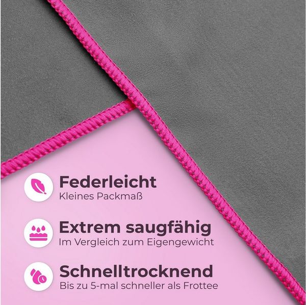 NirvanaShape Reisehandtuch Mikrofaser Handtücher Set, Badehandtuch, Reisehandtuch, Strandtuch, Ecktasche mit Reißverschluss, saugfähig, leicht, schnelltrocknend