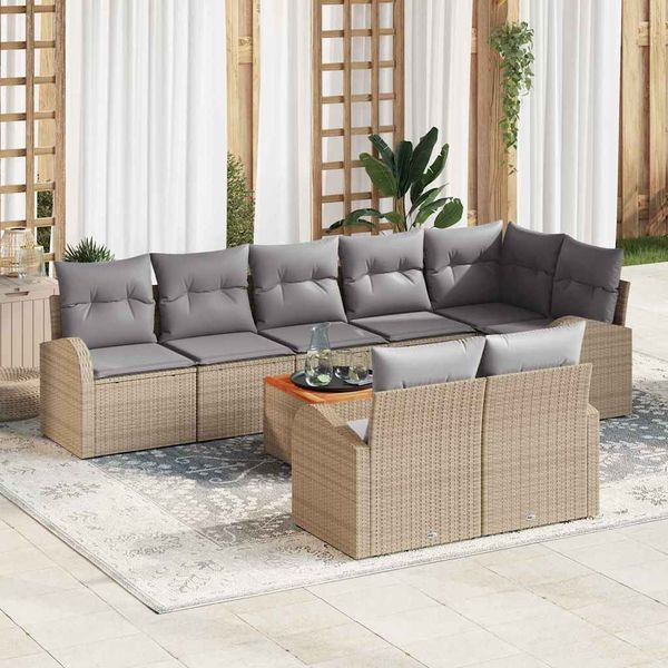 vidaXL Gartensofa-set 9 pcs Beige und Hellgrau Poly-Rattan 3356264