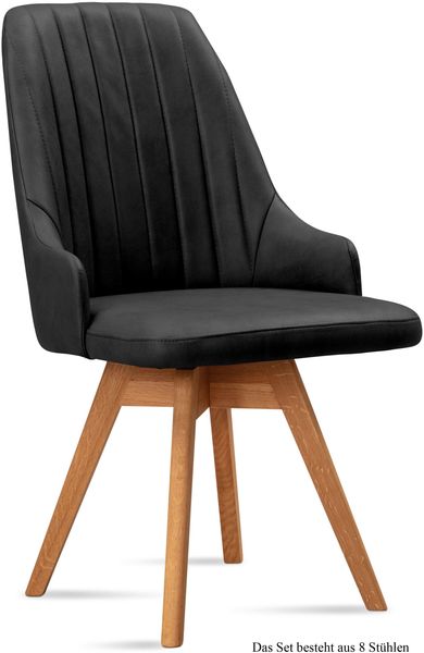 Esszimmerstuhl drehbar (8er-Set) Dotti 52x91x60 Eiche geölt/Anthrazit