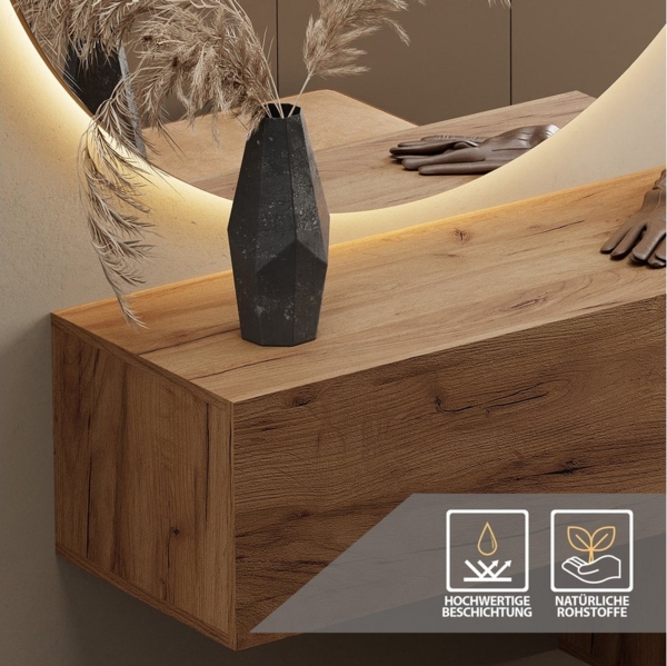 Planetmöbel Garderoben-Set Hängeschrank WEST 100 cm gold eiche, (Garderobenschrank, Wandgarderobe hängend oder stehend), in verschiedenen Farben Bild 2