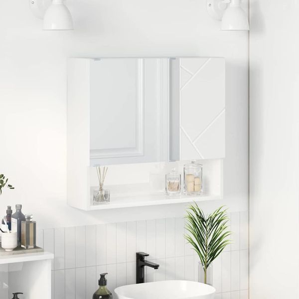 vidaXL Spiegelschrank Hochglanz Weiß 59 x 17 x 55 cm Holzwerkstoff 883368