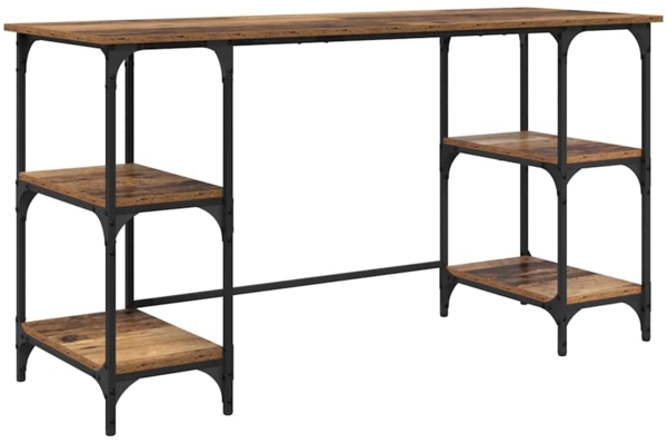 vidaXL Schreibtisch mit Regal Altholz 140 x 50 x 75 cm Holzwerkstoff 886268