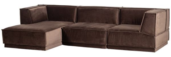 Ecksofa Chaiselongue Manu - Samt Braun, Links