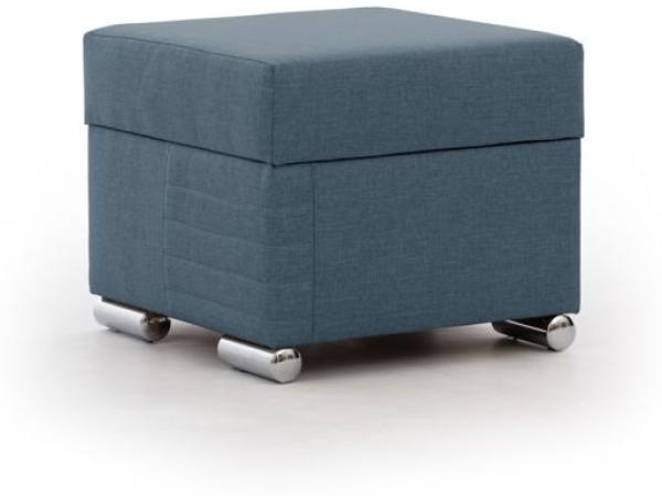 Polsterhocker mit Stauraum CANTON in Stoff Liverpool Azurblau