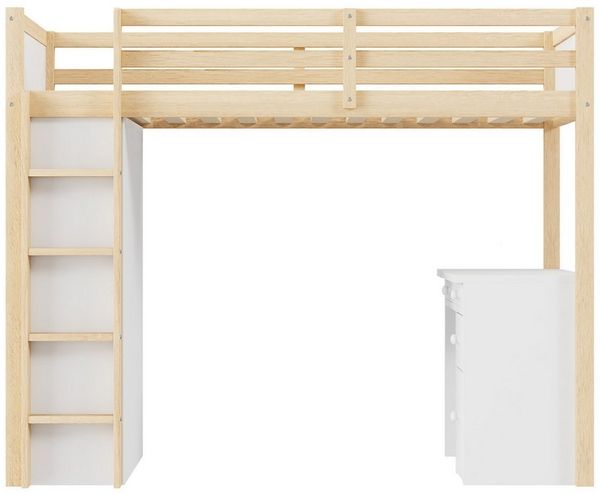 Odikalo Hochbett Hochbett mit Aufbewahrungsschränken und Computertisch Kinder 90X 200cm