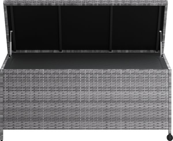 STEELSØN 'Serion' Polyrattan Aufbewahrungsbox 330 Liter mit Rollen, grau-meliert, 140×62×61 cm, wetterfest, Auflagenbox mit Innentasche, Gartenbox mit Griff zum einfachen Transport Bild 12