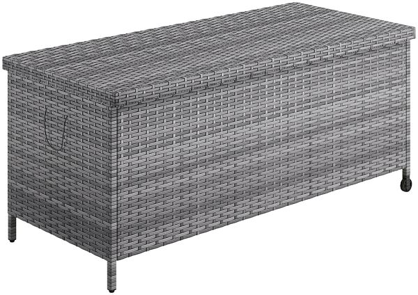 STEELSØN 'Serion' Polyrattan Aufbewahrungsbox 330 Liter mit Rollen, grau-meliert, 140×62×61 cm, wetterfest, Auflagenbox mit Innentasche, Gartenbox mit Griff zum einfachen Transport Bild 11