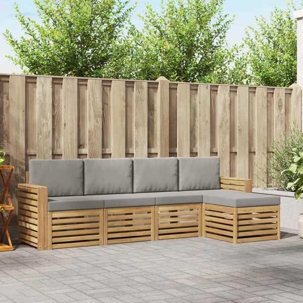 vidaXL Outdoor-Sofagarnitur 5 pcs Weiß und Hellgrau 3391681