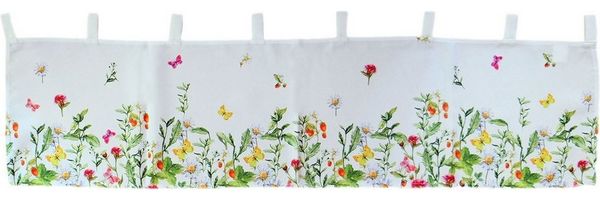 texpot Scheibengardine Gardine mit Blumen und Schmetterlinge bunt Frühjahr Sommer (1 St), Schlaufen, halbtransparent
