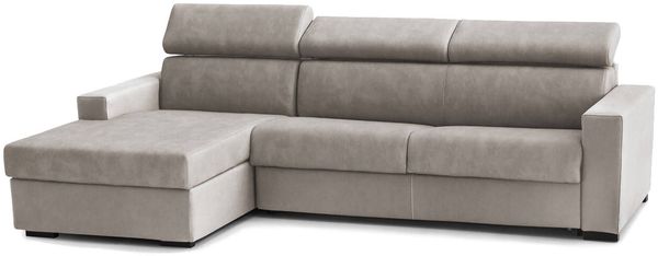 Dmora Sofa mit Halbinsel Akela, Ecksofa mit linker Chaiselongue aus Stoff, Standardarmlehnen, 100 % Made in Italy, Cm 280x95h85, Taupe