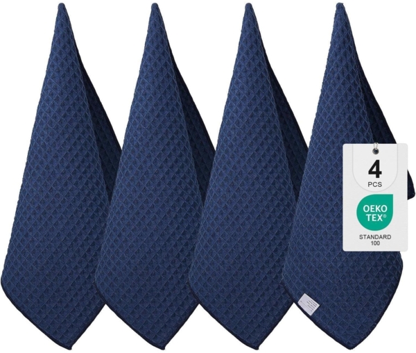 Moosfor Microfasertücher 4er-Set Küchentücher 40x70 cm Fusselfrei Marine Blau