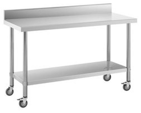Royal Catering Arbeitstisch 60 x 80 cm Rollbarer Edelstahltisch Aufkantung Gastrotisch 135 kg, verschiedene Größen Bild 6
