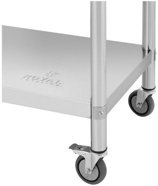 Royal Catering Arbeitstisch 60 x 80 cm Rollbarer Edelstahltisch Aufkantung Gastrotisch 135 kg, verschiedene Größen Bild 3
