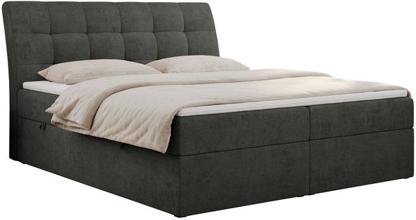 Boxspringbett Polsterbett mit Multipocket-Matratze und Topper - DIEGOS - 200x200cm - Dunkelgrau Stoff - H4 Bild 3