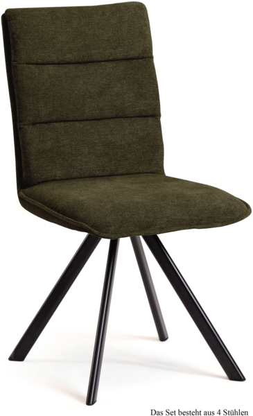 Esszimmerstuhl (4er-Set) Debbi 47x92x60 Schwarz/Khaki
